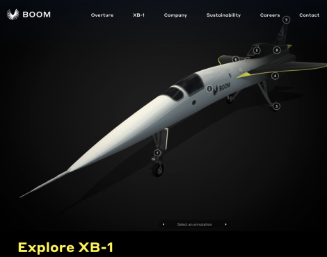 Boom Supersonic Engages Its Visitors With An Annotated 3D Model